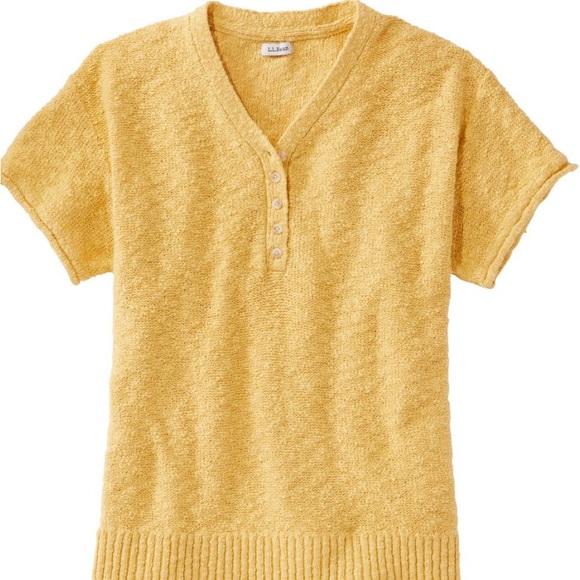 Womens Midweight Cotton Slub Sweater Henley Short-Sleeve - Picture 3 of 3